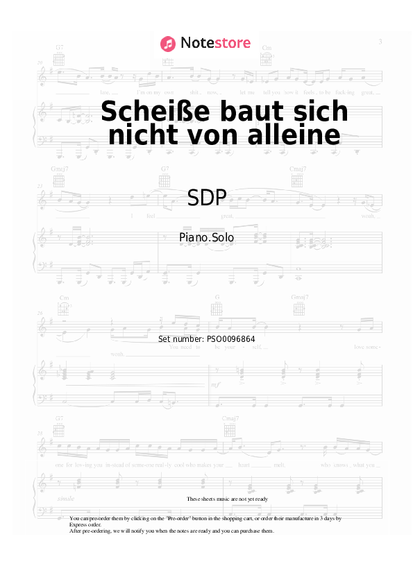 Sheet music SDP, 257ers - Scheiße baut sich nicht von alleine - Piano.Solo