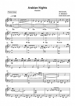 Will Smith Arabian Nights From Aladdin 2019 Sheet Music For Piano Download Piano Easy Sku Pea0014401 At Note Store Com