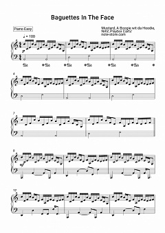 Mustard A Boogie Wit Da Hoodie Nav Playboi Carti Baguettes In The Face Sheet Music For Piano Download Piano Easy Sku Pea0017490 At Note Store Com