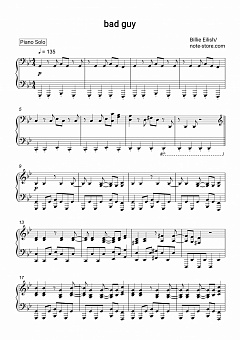 Billie Eilish Bad Guy Sheet Music For Piano Download Piano