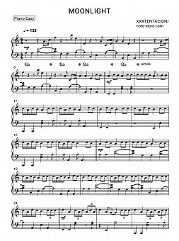 Xxxtentacion Moonlight Sheet Music For Piano Download Piano