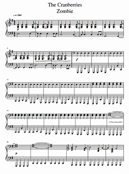 The Cranberries - Zombie sheet music for piano download ...