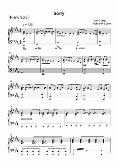 Joel Corry Sorry Sheet Music For Piano Download Piano Solo Sku Pso At Note Store Com