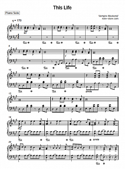 Vampire Weekend This Life Sheet Music For Piano Download Piano Solo Sku Pso0012682 At Note Store Com