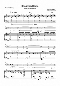 Josh Groban Bring Him Home Les Miserables Sheet Music For Piano With Letters Download Piano Vocal Sku Pvo0022249 At Note Store Com