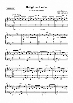 Josh Groban Bring Him Home Les Miserables Sheet Music For Piano Download Piano Solo Sku Pso0022248 At Note Store Com
