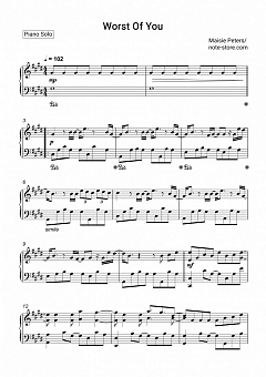 Maisie Peters Worst Of You Sheet Music For Piano Download Piano Solo Sku Pso0031677 At Note Store Com