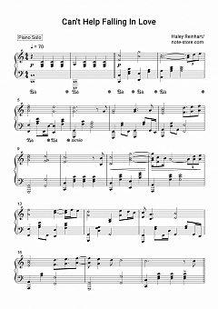Haley Reinhart Can T Help Falling In Love Sheet Music For Piano Download Piano Solo Sku Pso0015990 At Note Store Com