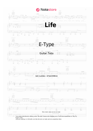 Sheet music, chords E-Type - Life