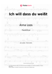 Sheet music, chords Anna Loos - Ich will dass du weißt