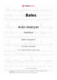 Sheet music, chords Aram Asatryan - Bales