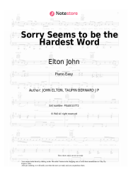 Sheet music, chords Elton John - Sorry Seems to be the Hardest Word
