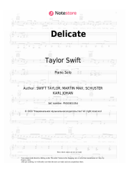 Sheet music, chords Taylor Swift - Delicate