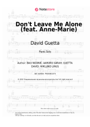 Sheet music, chords David Guetta - Don't Leave Me Alone (feat. Anne-Marie)
