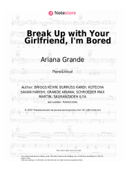 Sheet music, chords Ariana Grande - Break Up with Your Girlfriend, I'm Bored