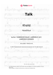 Sheet music, chords Khalid - Talk