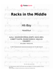 Sheet music, chords Nipsey Hussle, Roddy Ricch, Hit-Boy - Racks in the Middle