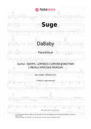 Sheet music, chords DaBaby - Suge