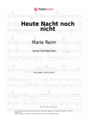 Sheet music, chords Marie Reim - Heute Nacht noch nicht