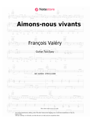 Sheet music, chords François Valéry - Aimons-nous vivants