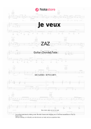 Sheet music, chords ZAZ - Je veux