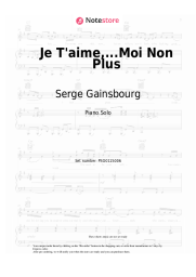 Sheet music, chords Jane Birkin, Serge Gainsbourg - Je T'aime,...Moi Non Plus