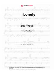 Sheet music, chords Zoe Wees - Lonely