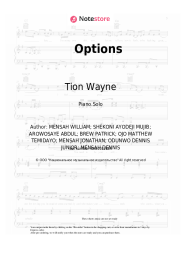 Sheet music, chords NSG, Tion Wayne - Options