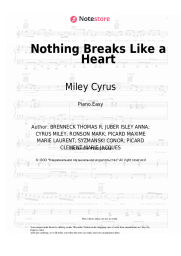 Sheet music, chords Mark Ronson, Miley Cyrus - Nothing Breaks Like a Heart