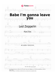 Sheet music, chords Led Zeppelin - Babe I'm gonna leave you