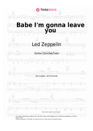 Sheet music, chords Led Zeppelin - Babe I'm gonna leave you