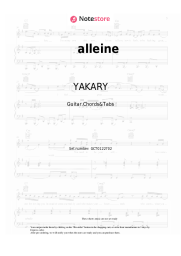Sheet music, chords YAKARY - alleine