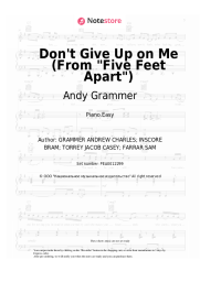 Sheet music, chords Andy Grammer - Don't Give Up on Me (From Five Feet Apart)