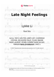 Sheet music, chords Mark Ronson, Lykke Li - Late Night Feelings
