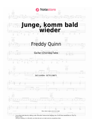 Sheet music, chords Freddy Quinn - Junge, komm bald wieder