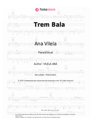 Sheet music, chords Ana Vilela - Trem Bala