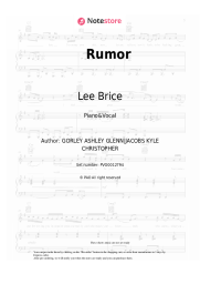 Sheet music, chords Lee Brice - Rumor