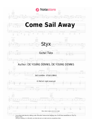 Sheet music, chords Styx - Come Sail Away