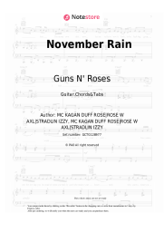 Sheet music, chords Guns N' Roses - November Rain