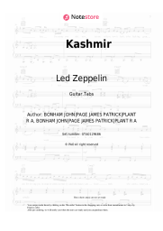 Sheet music, chords Led Zeppelin - Kashmir