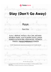 Sheet music, chords David Guetta, Raye - Stay (Don't Go Away)