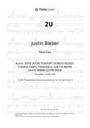 Sheet music, chords David Guetta, Justin Bieber - 2U