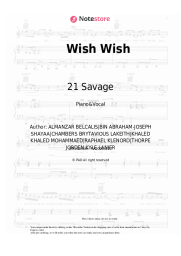 Sheet music, chords DJ Khaled, Cardi B, 21 Savage - Wish Wish