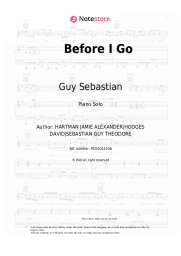 Sheet music, chords Guy Sebastian - Before I Go