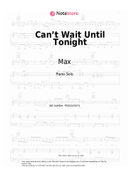 Sheet music, chords Max - Can’t Wait Until Tonight