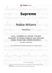 Sheet music, chords Robbie Williams -  Supreme