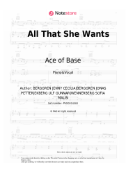 Sheet music, chords Ace of Base - All That She Wants