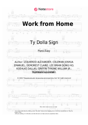 Sheet music, chords Fifth Harmony, Ty Dolla Sign - Work from Home