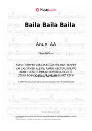 Sheet music, chords Ozuna, Daddy Yankee, J Balvin, Farruko, Anuel AA - Baila Baila Baila