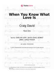 Sheet music, chords Craig David - When You Know What Love Is